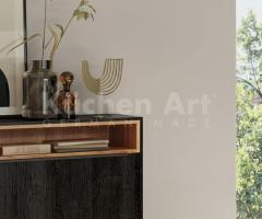 Cuisine avec îlot deux tons Chêne Noir et clair plan de travail céramique marbré design moderne - 4