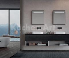 Salle de Bains Moderne avec Meubles Suspendus et Vasques en Céramique Blanche - 5